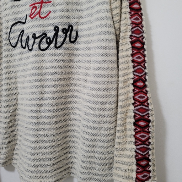 Zara Man Rare Blue Ivory Striped Long Sleeve Cotton Terry Graphic Tee Size Small - Picture 7 of 13